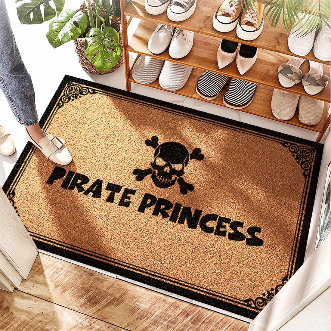Tapis de porte intérieure en coco foncé et polypropylène imperméable | 50x80 cm