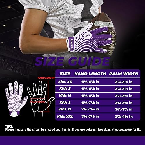 Vista 26 de HANDLANDY Guantes de fútbol juvenil, guantes de receptor adhesivo para niños, guantes de fútbol súper agarre, el mejor regalo para niños y niñas