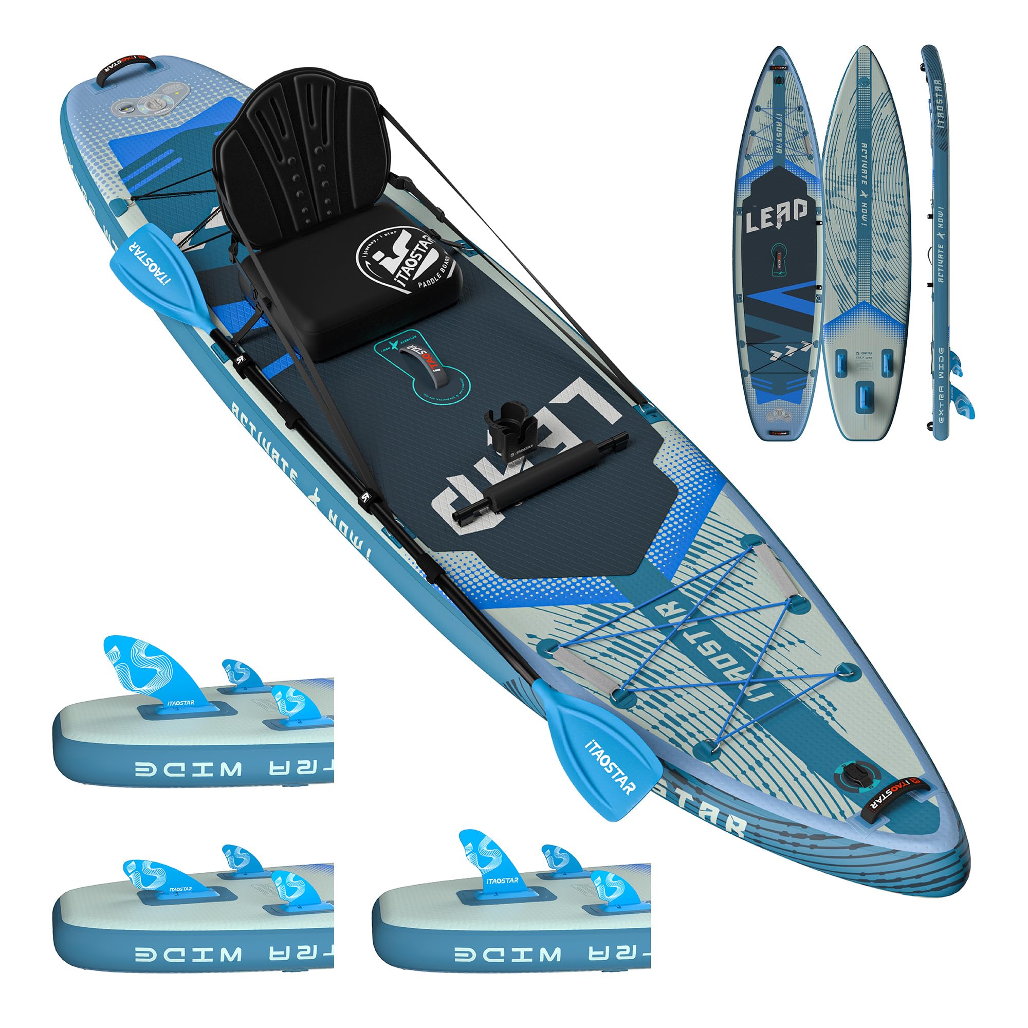 iTAOSTAR Tavola da Paddle Surf Gonfiabile Extra Larga, Kit da Tavola Sup Premium con 5 Pinne – Tavola da Paddle Surf ultra stabile per Adulti e Giovani – Tutti i Livelli di Abilità