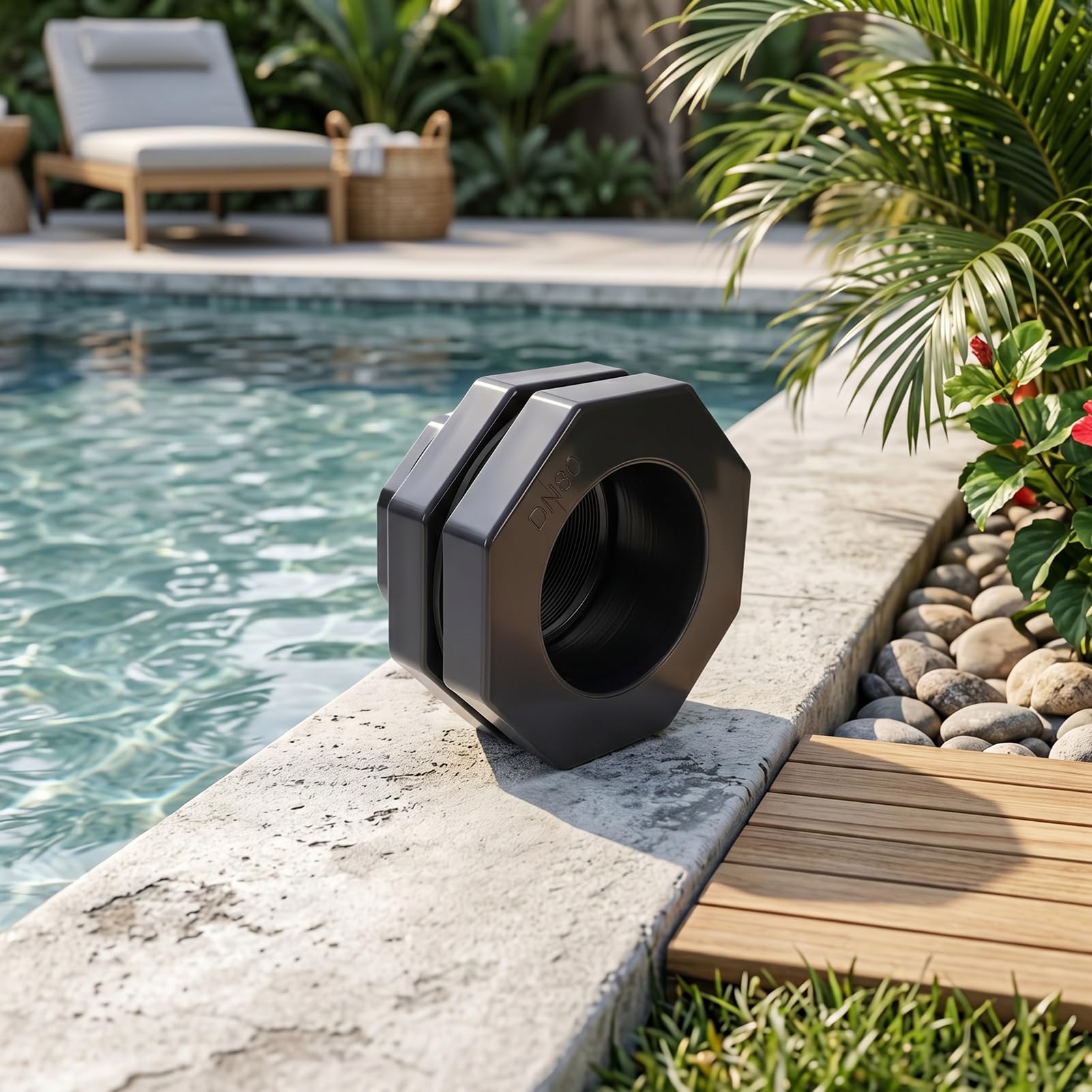 Adaptador de PVC de 4 Pulgadas para Tanques de Agua, Rosca NPT Estándar, con Junta EPDM y Tuerca de Seguridad