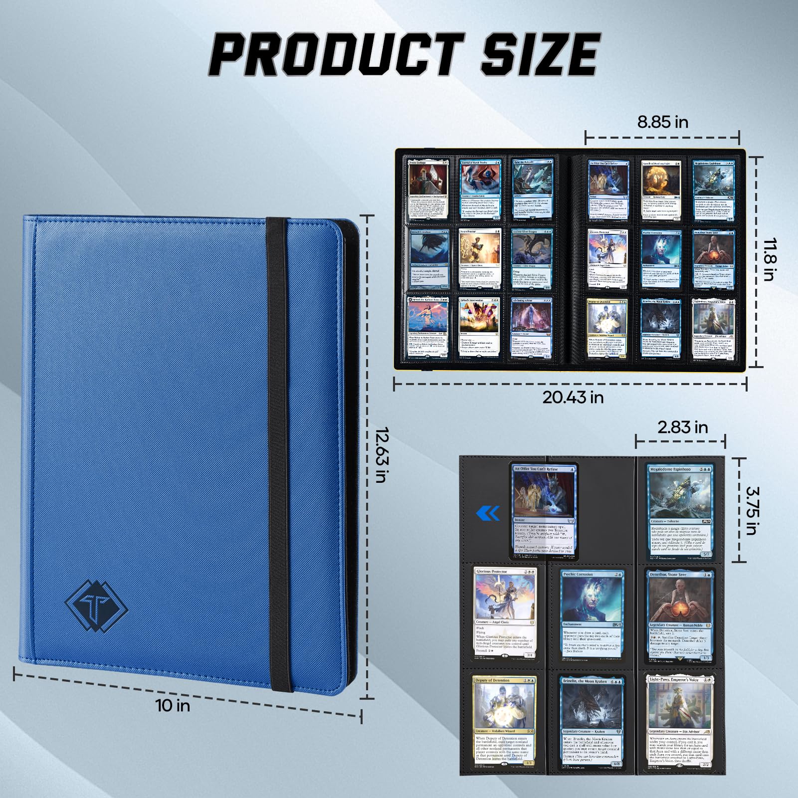 9 Pocket Card Binder,PU Card Ablums,Trading Card Binder Holder,432 Side Loading Pockets Sports Card Book Card Folder Card Album Card Holder Fit for MTG Football Play Cards (dark blue) - Image 2