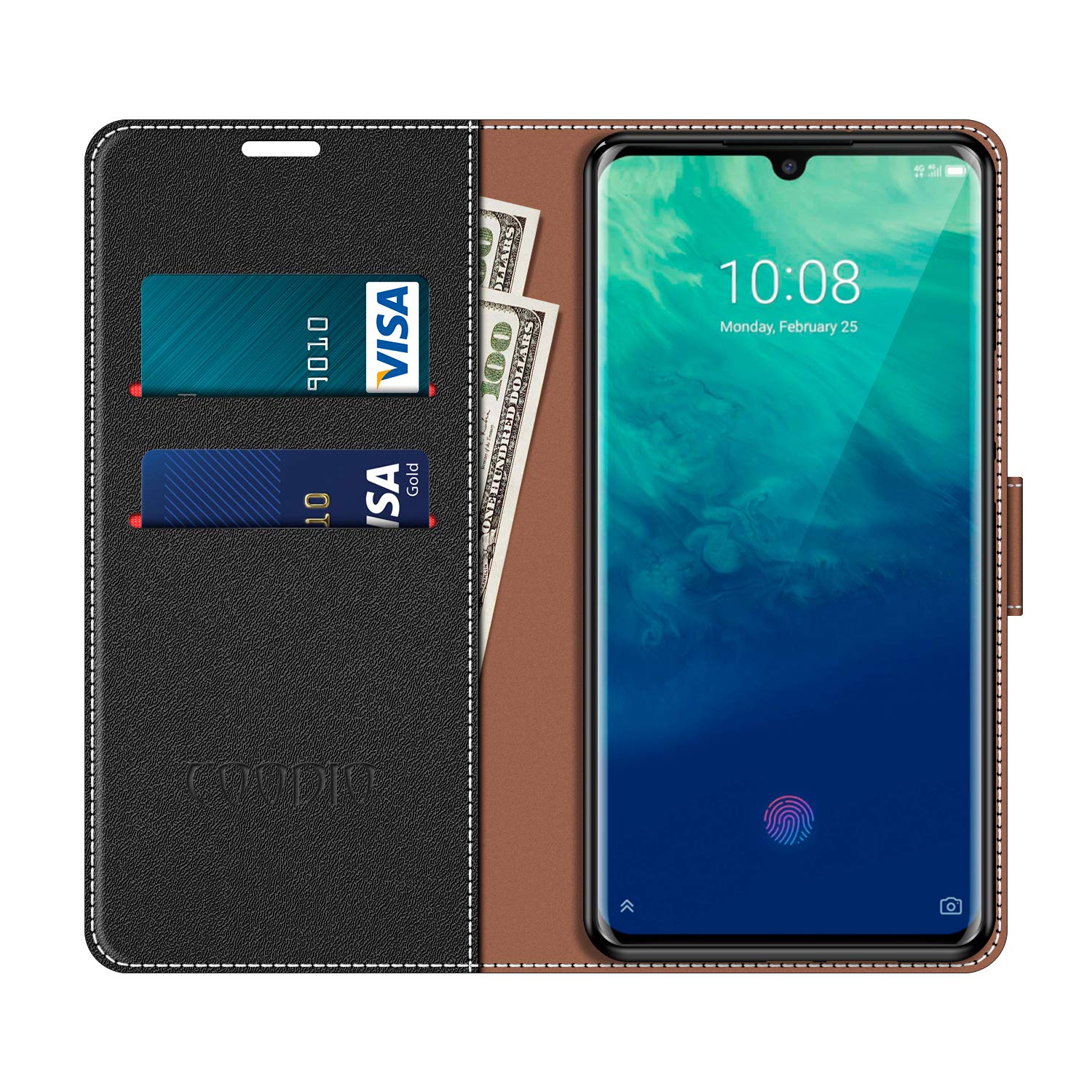 Suncase Custodia In Vera Pelle Per ZTE Axon 10 Pro - Protezione Elegante Con Chiusura Magnetica, Verde Kiwi Antico