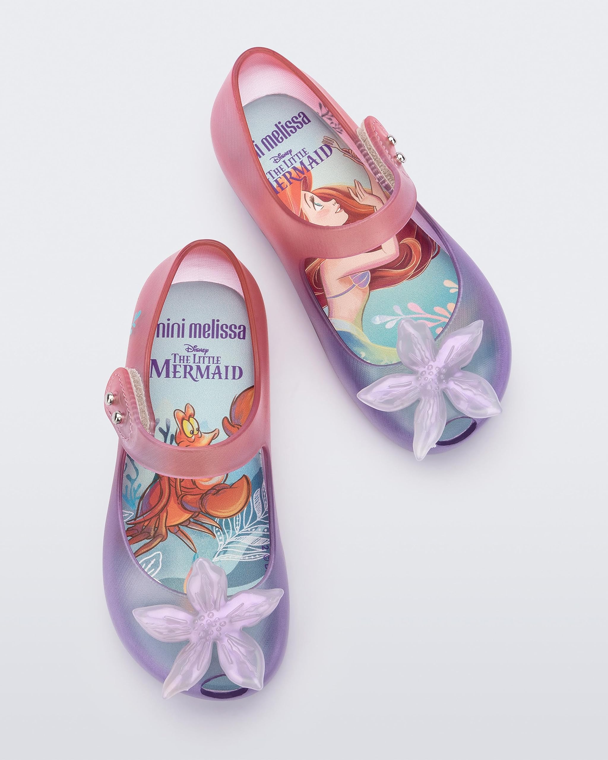 Mini Melissa Ultragirl Disney Little Mermaid II Mary Jane for Babies, Clear/Purple/Pink, 7