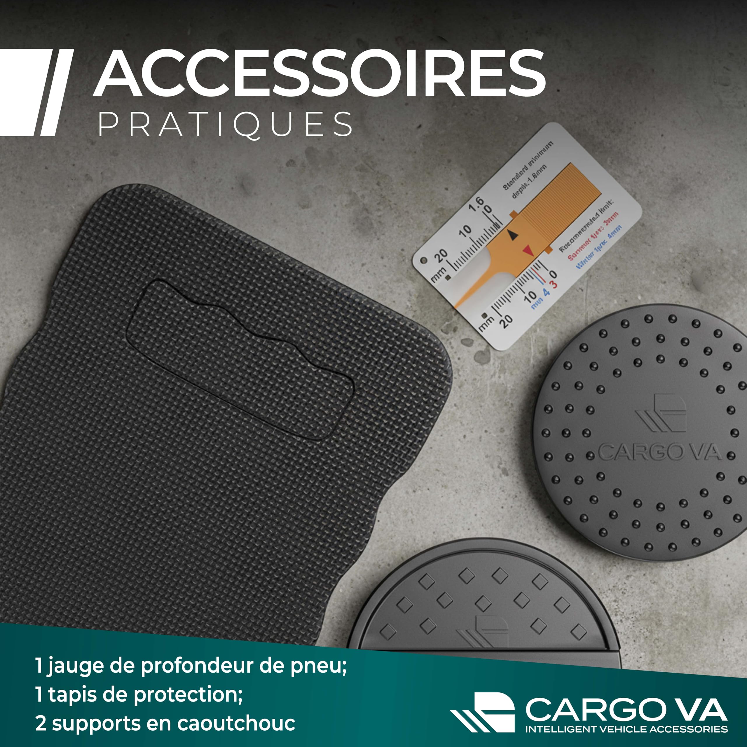 CargoVA Cric hydraulique 3T - Cric Plat avec Hauteur de Levage de 75 à 505 mm - Kit d'outils Professionnel avec Tapis de Genoux et 2 Patins en Caoutchouc - Idéal pour Les SUV et Les Voitures