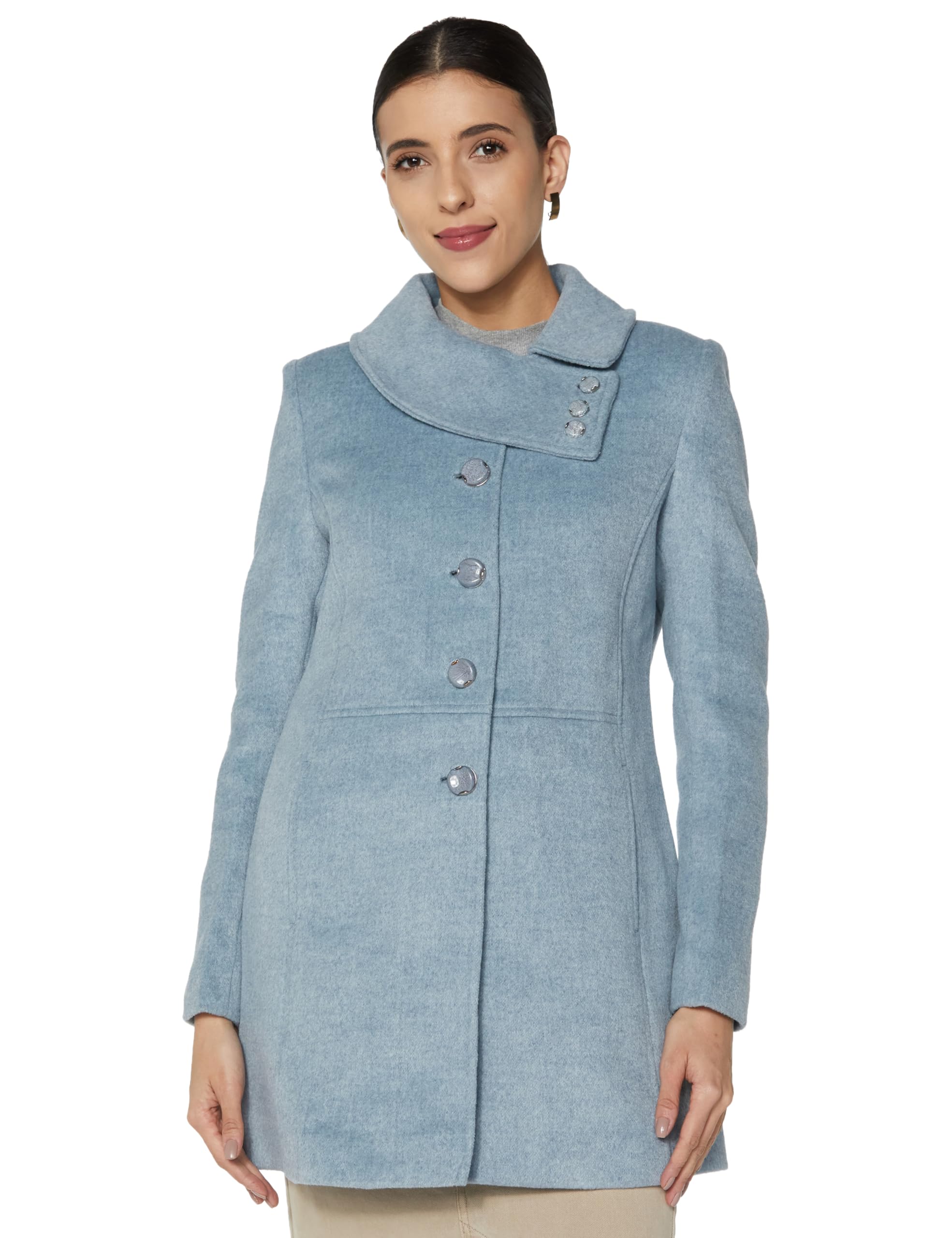 qube by fort collins Women's Semi-Long Tweed Coat with Knitted Finish - Elegant Winter Outerwear for Casual and Formal Looks-picture-37