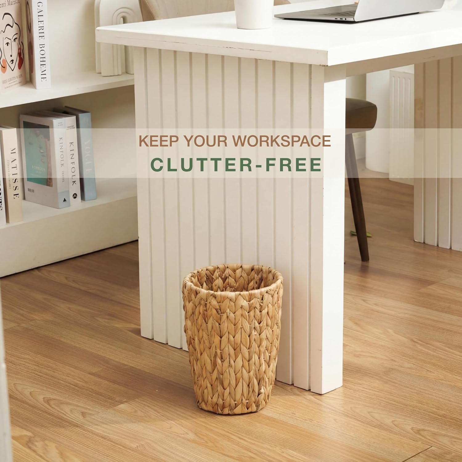 84ECO 2-Pack Wicker Trash Cans - Rattan Trash Can - Wicker Waste Basket for Bathroom, Bedroom - Woven Waste Basket (Natural, 2 Gallon)