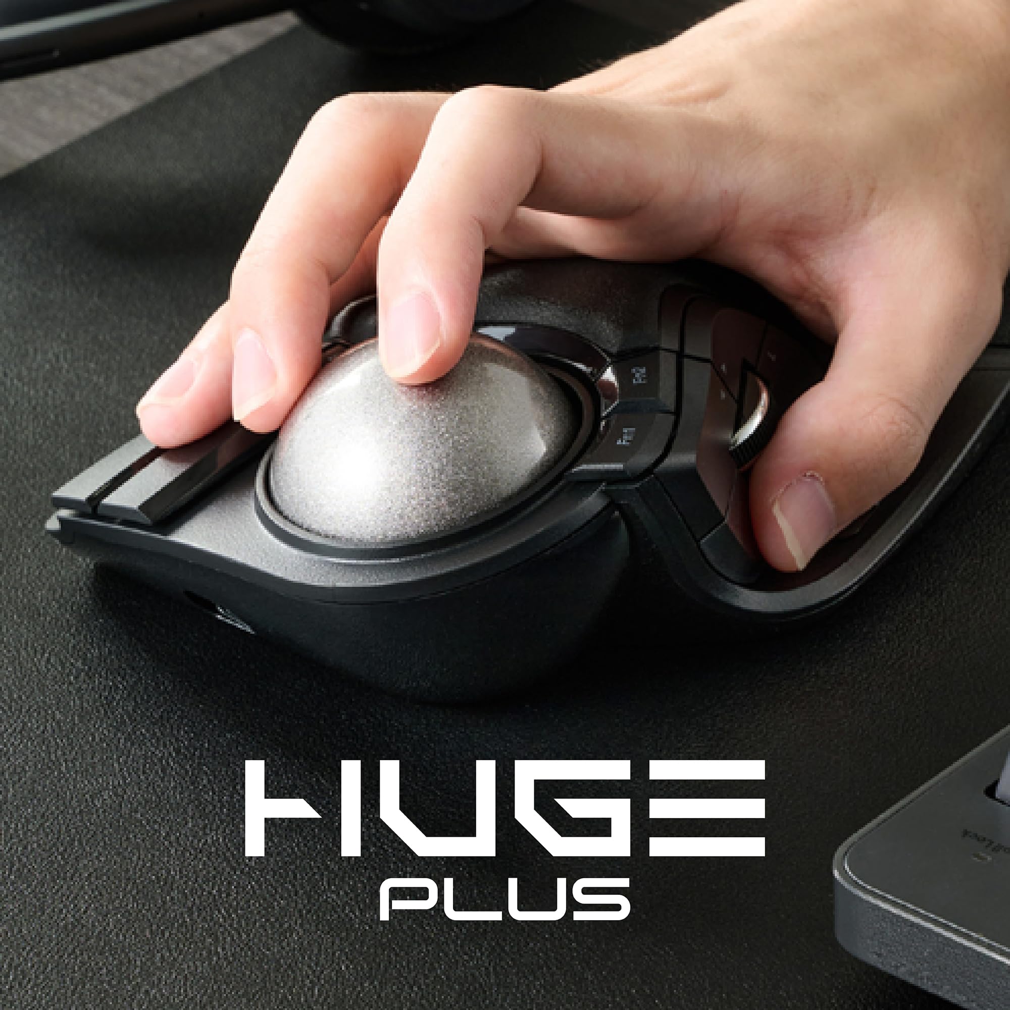 ELECOM Huge Plus Souris Trackball sans fil ergonomique 52 mm Grande boule Bluetooth multi-connexion sans fil 2,4 GHz Sans fil 10 boutons programmables Rechargeable Clic silencieux pour Windows PC Mac