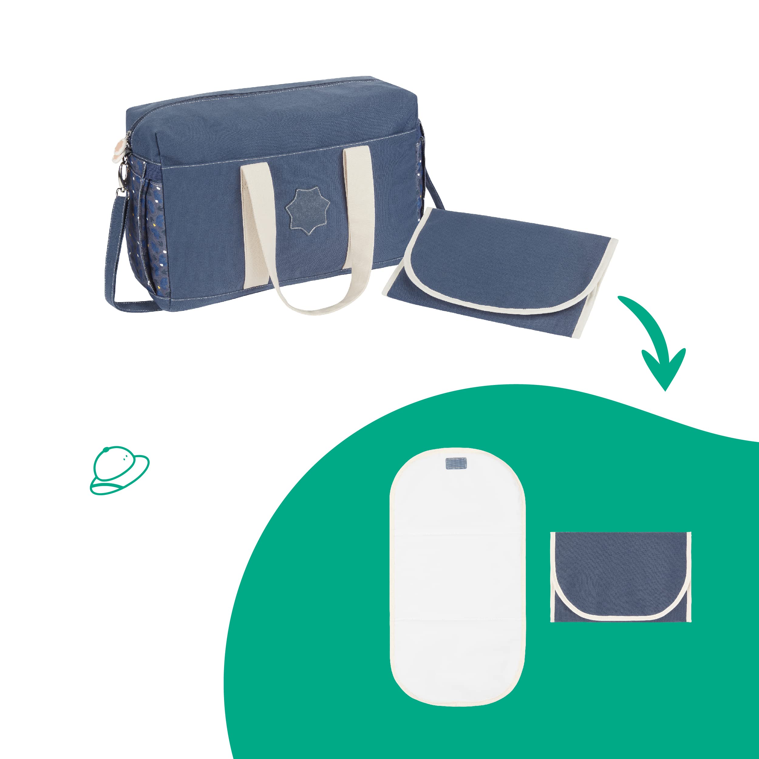 Badabulle Borsa Bowling Oasis – Grande Capacità, Tante Tasche, Fasciatoio Pieghevole E Clip Per Passeggino, Per Genitori In Movimento