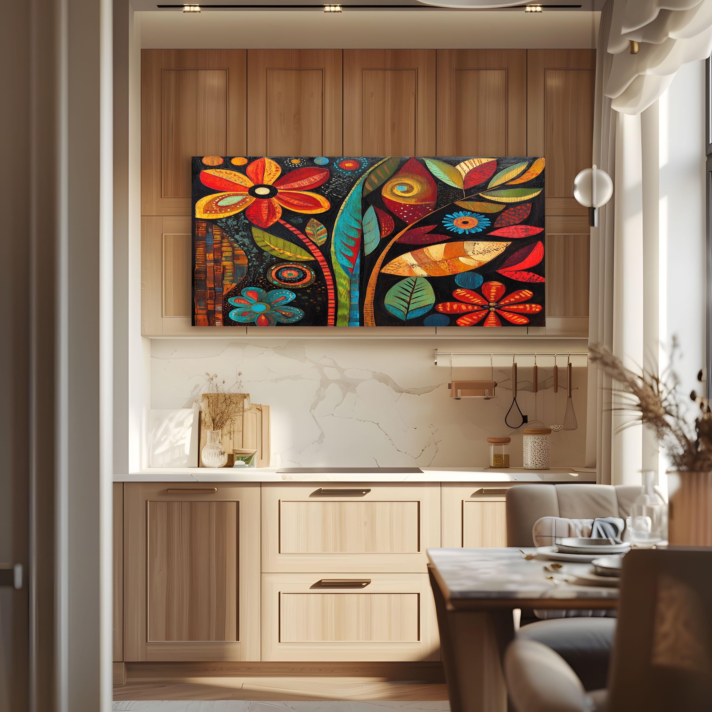 ZORYAN Quadri Moderni Soggiorno Su Tela Fiori Etnici Africani 60x120cm | Rosso Stampe Da Parete Senza Cornice, Quadretti Da Parete, Immagine Per Camera Da Letto