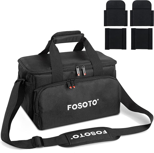 FOSOTO Large Camera Shoulder Bag Camcorder Case Video Camera Gadget Bag Protective Camera Bag with Padded Dividers Compatible for Canon, Nikon, Sony DSLR SLR Lens and Accessories