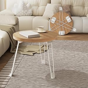 Foldable Movable Small Round Coffee Table for Living Room mini Dining Table Suitable for Small Spaces Use Beside