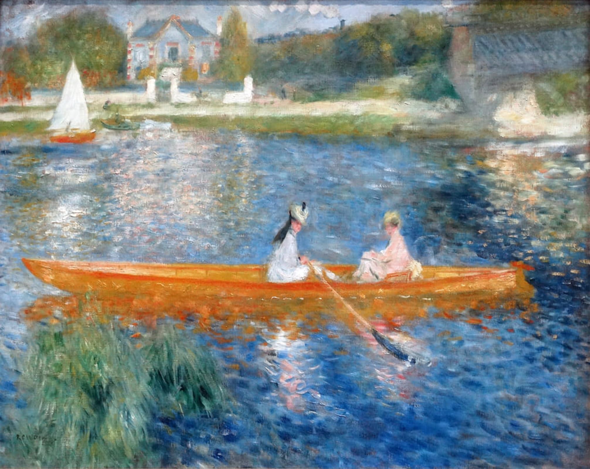ARTXLXXBN Famous Art Print Poster Vintage Wall Art Painting Titled the Skiff by Pierre Auguste Renoir Canvas Art Poster for Home Decor 60x90cm