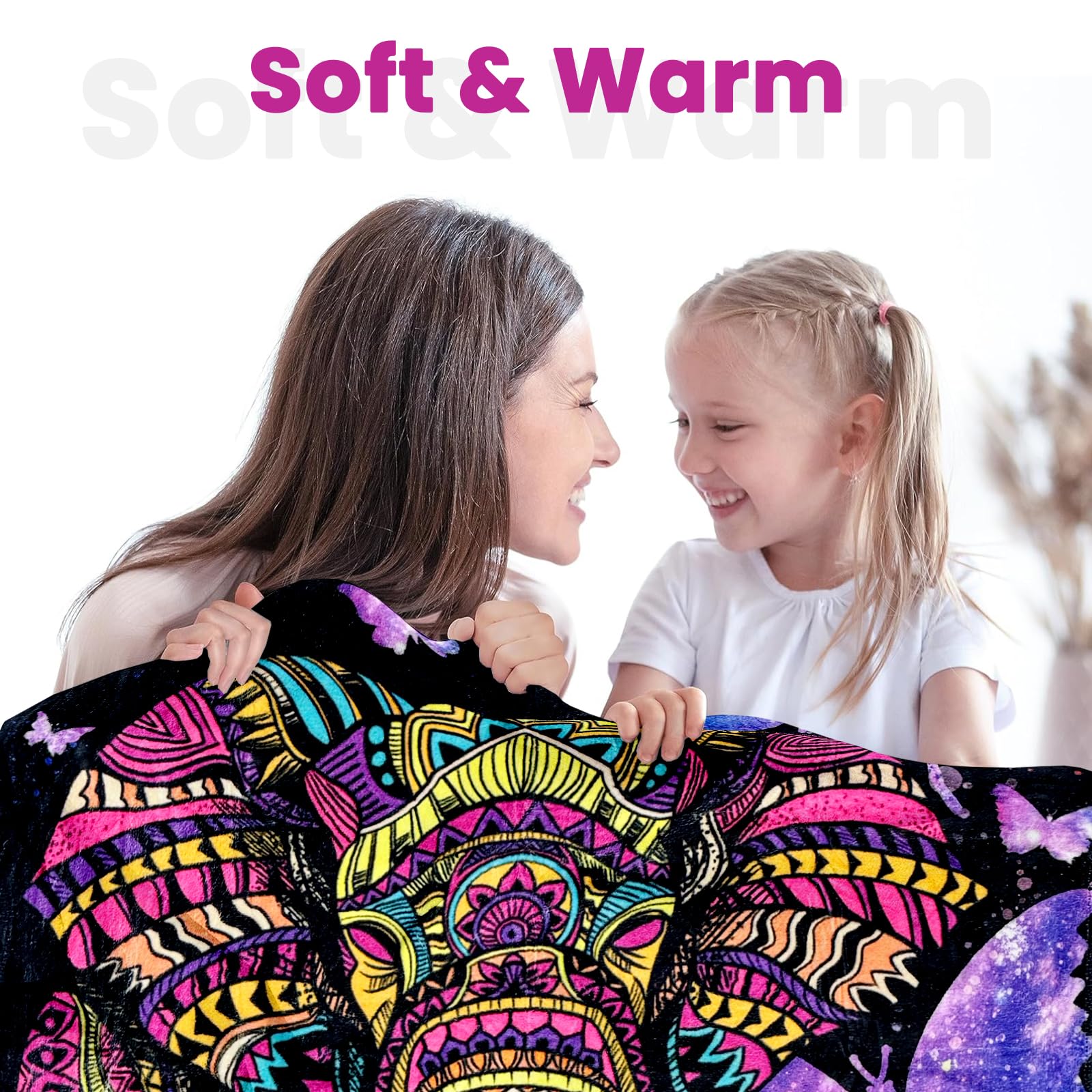 Vencede Elephant Blanket Adult Elephant Throw Blankets for Women Elephant Gifts for Women Girls Baby Kids Soft Elephant Blankets Fuzzy Elephant Blanket Used for Sofa, Couch Chair, Bed?40