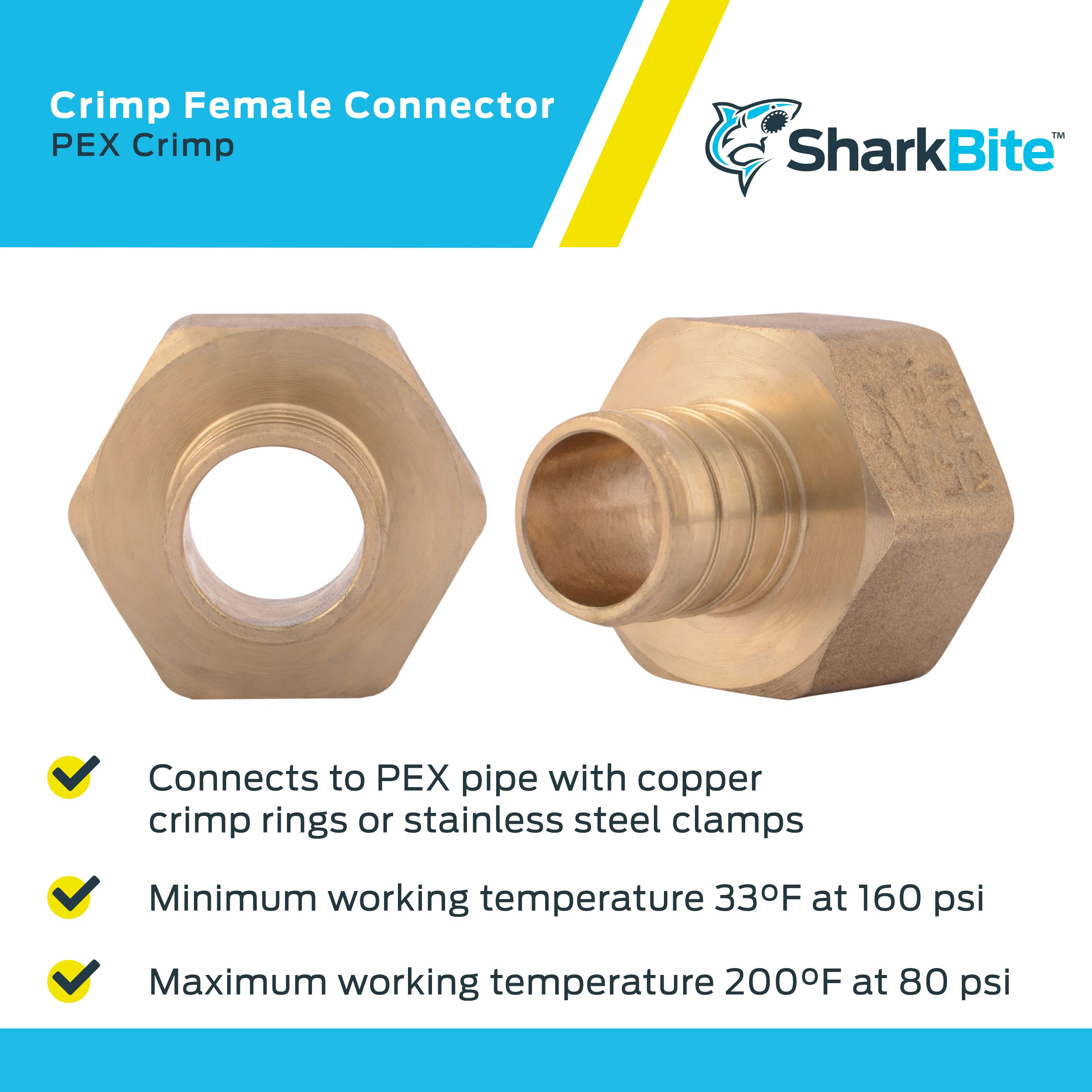Barbed Pipe PEX Thread Adapter, Brass, 3/4-In. Barb Insert x 3/4-In. Female Pipe, 5-Pk. -UC088LFA5
