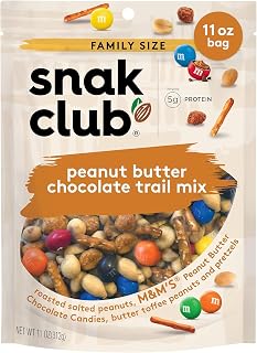 Snak Club Peanut Butter Chocolate Trail Mix: Peanuts, PB M&M's, Toffee Peanuts, Pretzels - 11oz Resealable Bag