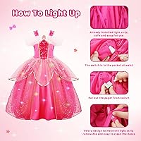Vista 2 de Meland Vestidos de princesa para niñas, vestido de princesa iluminado para niñas de 3 a 10 años, disfraz para niñas, Halloween, cumpleaños