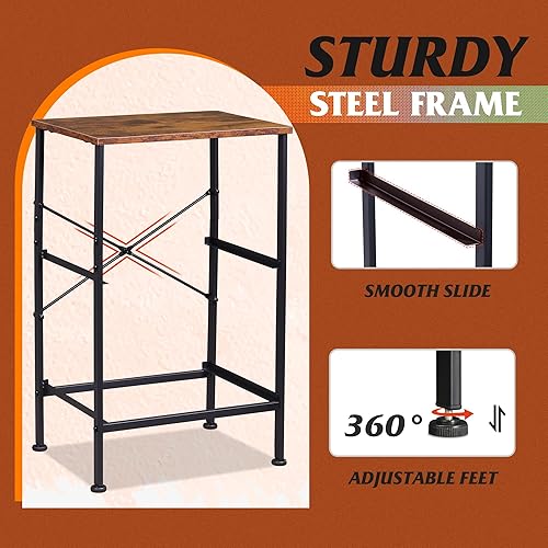 Miniatura 7 de WLIVE Mesita de noche, cómoda pequeña con 2 cajones y parte superior de madera, mesita de noche con contenedores de tela, mesa de cabecera mesa