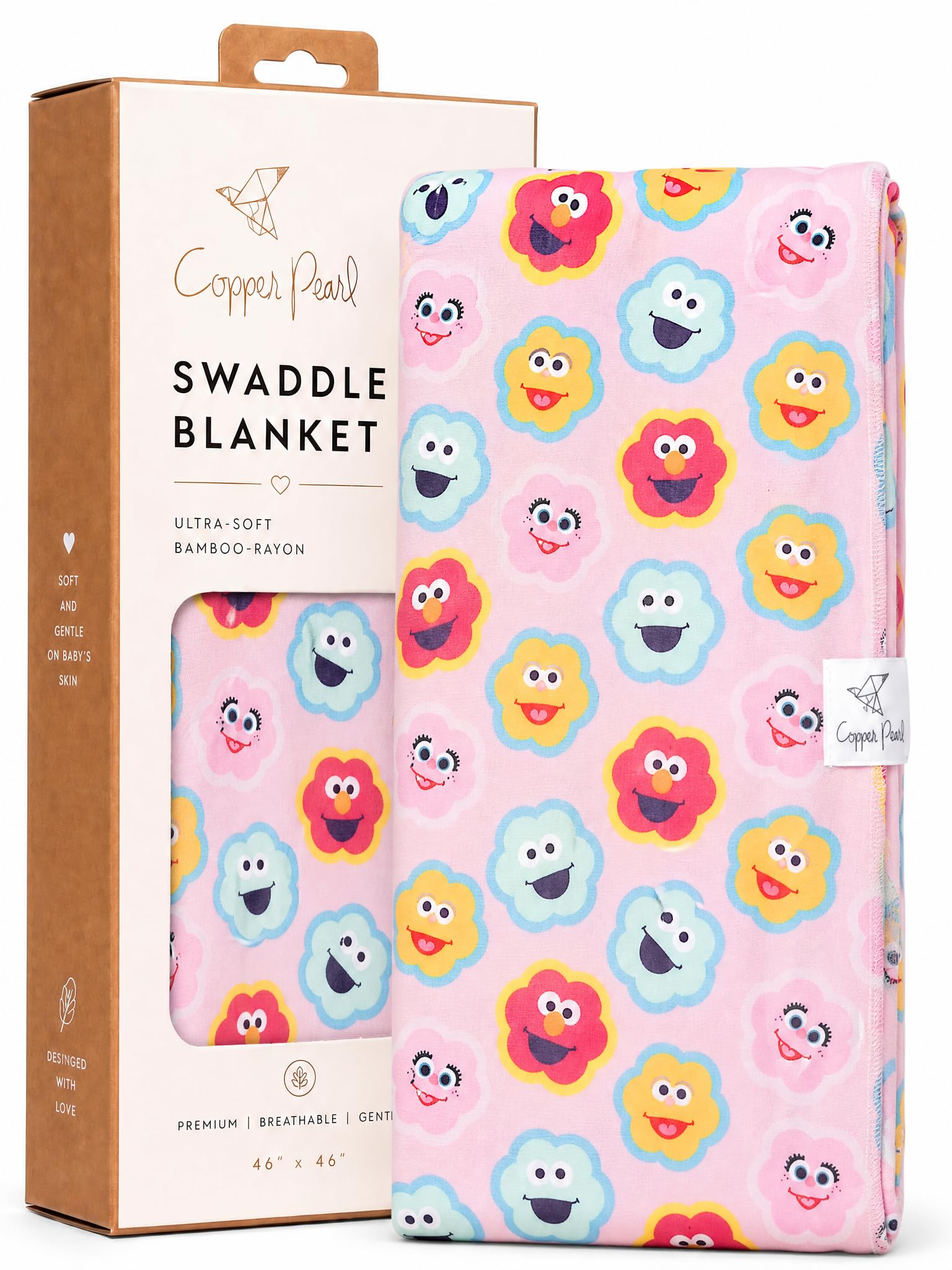 Copper Pearl Baby-Wickeldecke – Premium-Strick-Babydecke, groß, weich, dehnbar, für Jungen und Mädchen, Pucktücher für Neugeborene, Säuglinge und Kleinkinder (Abby und Pals)