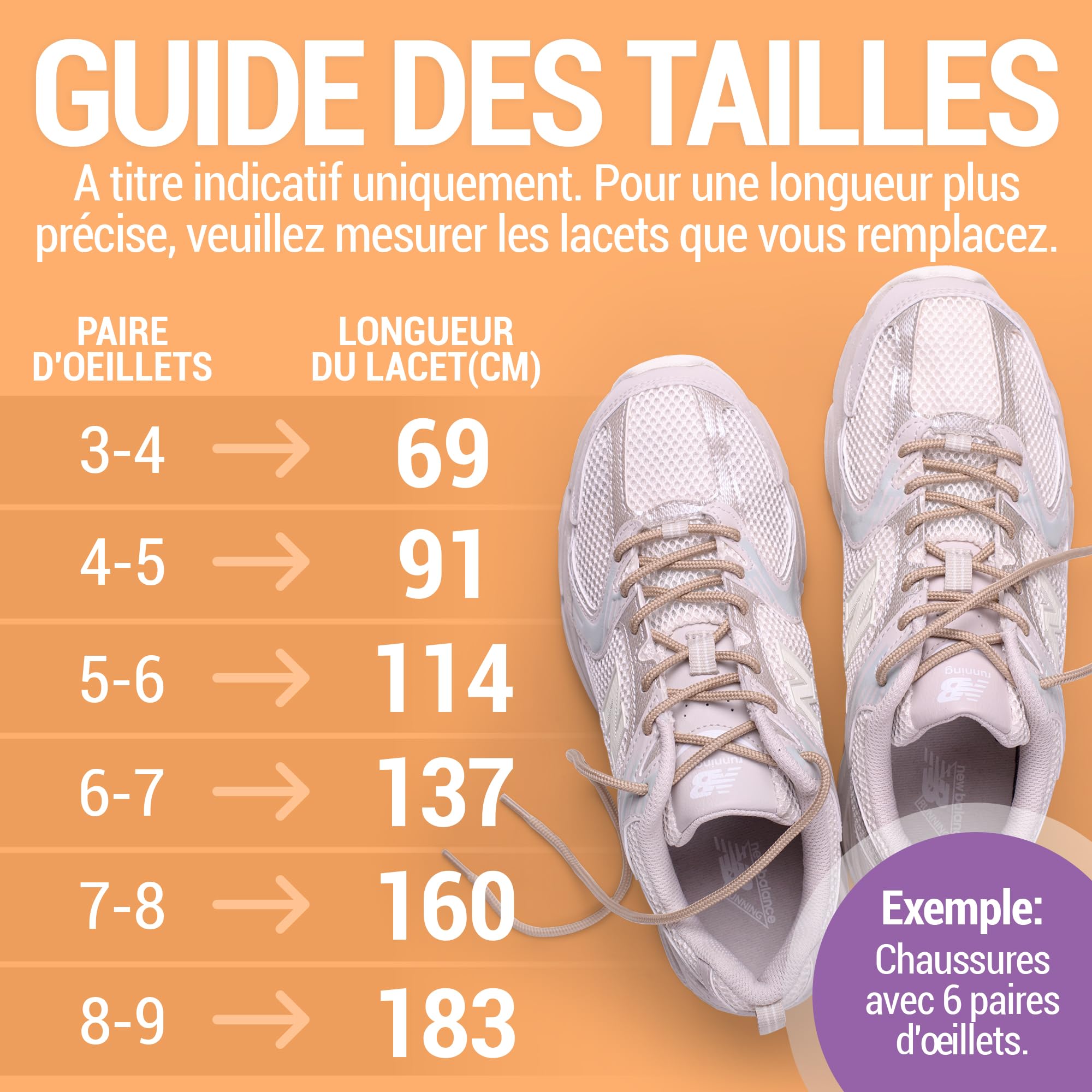 Lacets Ronds pour Chaussures, Baskets et Bottes - Plusieurs Longueurs et Couleurs