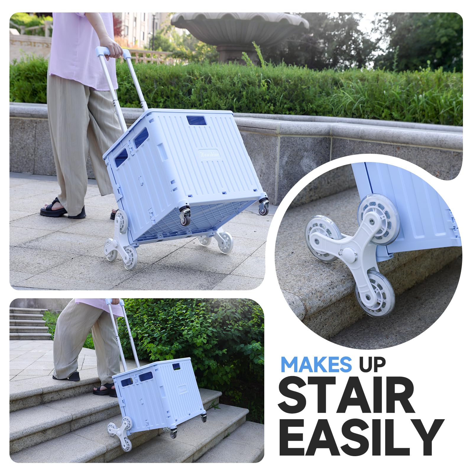 Shopping Trolley VEVOR Folding Shopping Cart Utility Grocery Basket Cart Shopping Stair Climbing Cart - View #4