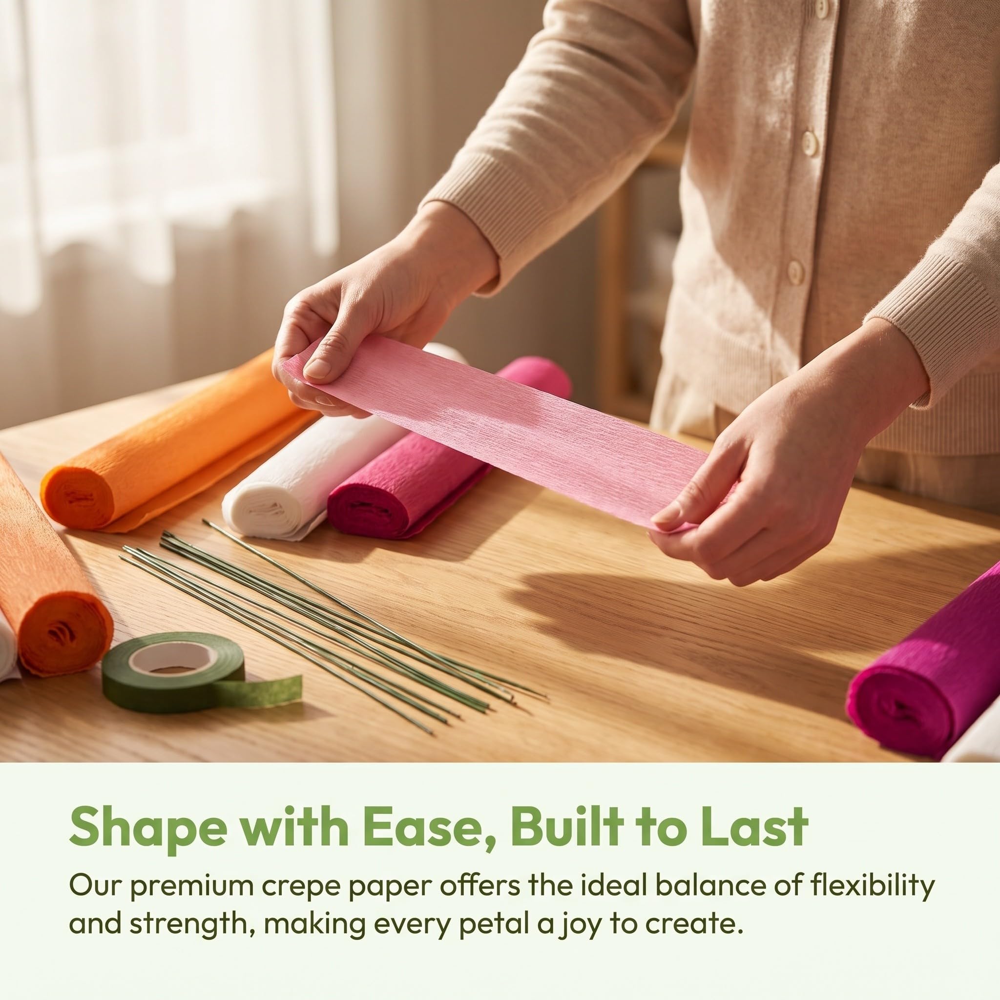 Lurrose Kit de Flores de Papel Arrugado Hojas Precortadas y Accesorios para Manualidades Diy, Solución Versátil y Diseño Fácil para Principiantes en Artesanía