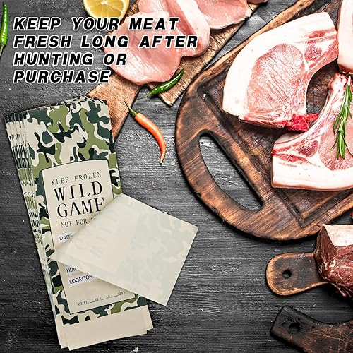 Miniatura 6 de UQM Paquete de 140 bolsas de carne silvestre para congelador, bolsas de carne molida de 1 libra, bolsa de carne de caza salvaje para proteger tu