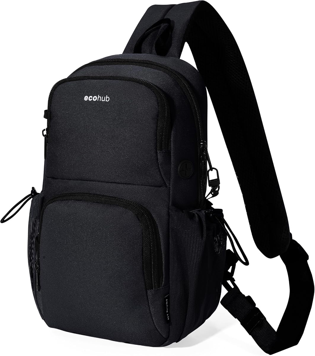 Crossbody Bags for Women Men, Anti-Theft RFID Blocking Sling Backpack Water Resistant Chest Shoulder Daypack, Black