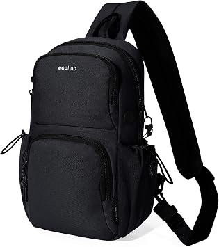 ECOHUB Crossbody Bags for Women Men, Anti-Theft RFID Blocking Sling Backpack Water Resistant Chest Shoulder Daypack, Black