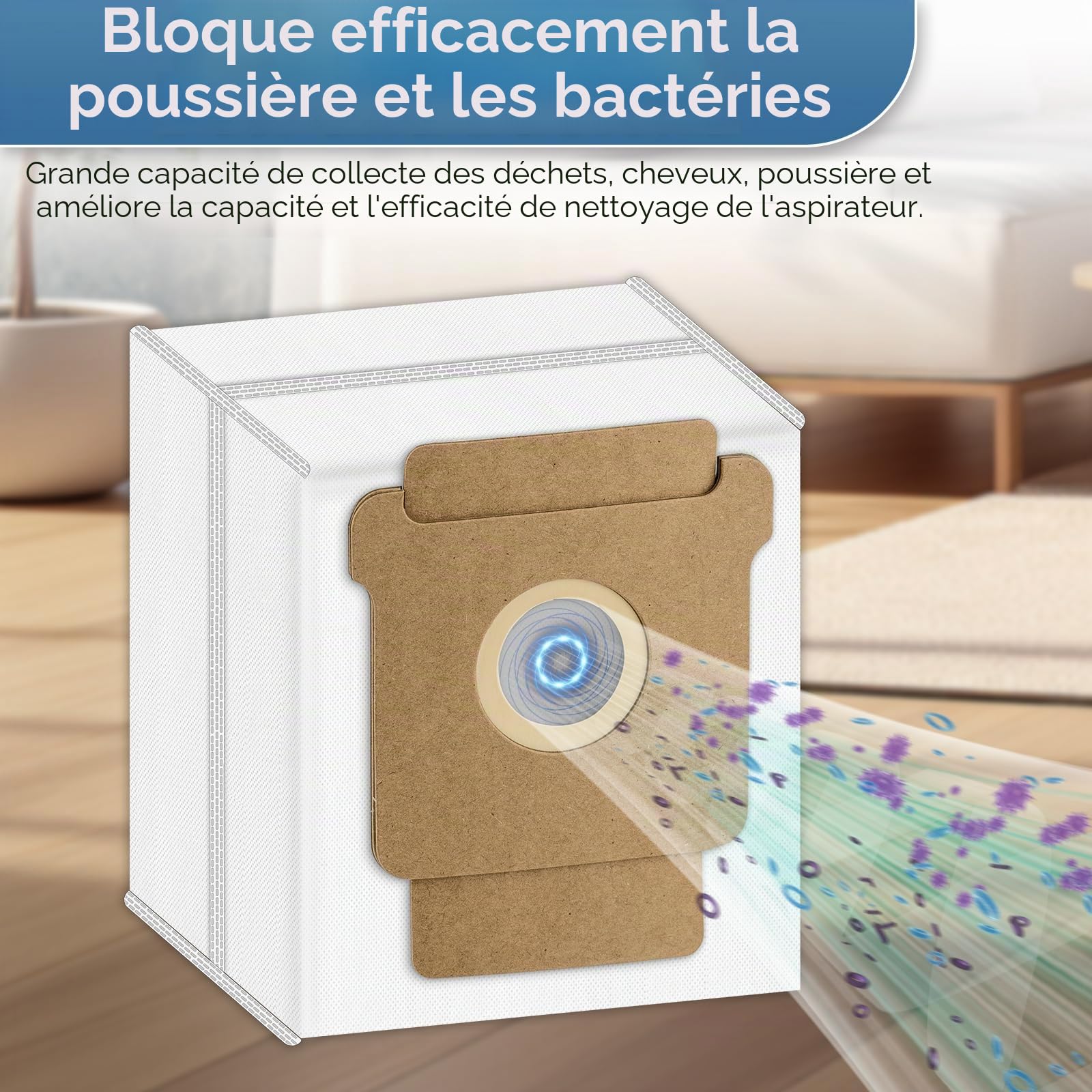 (10 pièces) Q0520 Q052020 Sacs à Poussière de Rechange Compatibles avec l'aspirateur Robot iRobot Roomba 2 Essential avec Station de Vidage Automatique Q0250, kit d'accessoires pour Sacs à Poussière