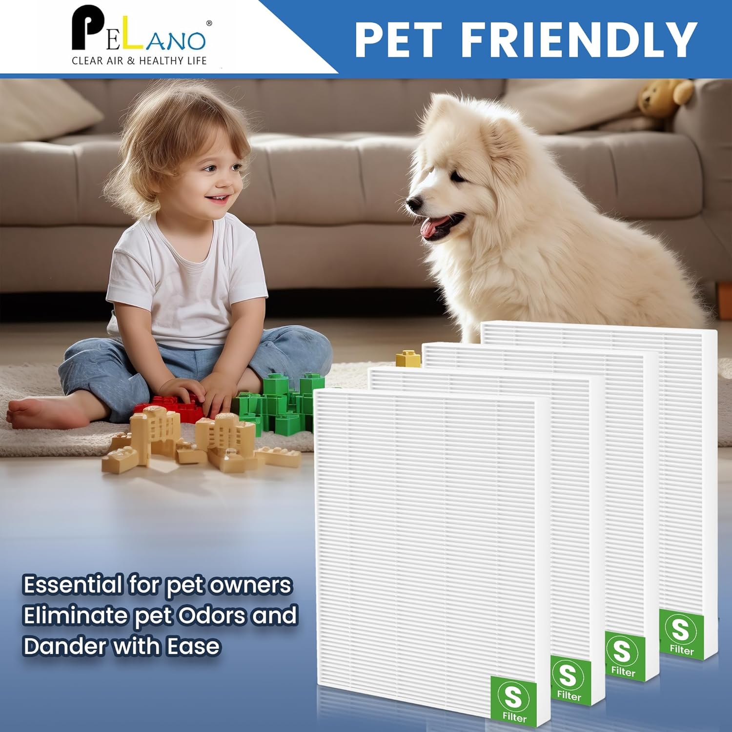 4 Pack C545 HEPA Replacement Filter S Compatible with Winix C545, B151, P150, 9300, Hepa Filter S, Part Number 1712-0096-00 and 2522-0058-00