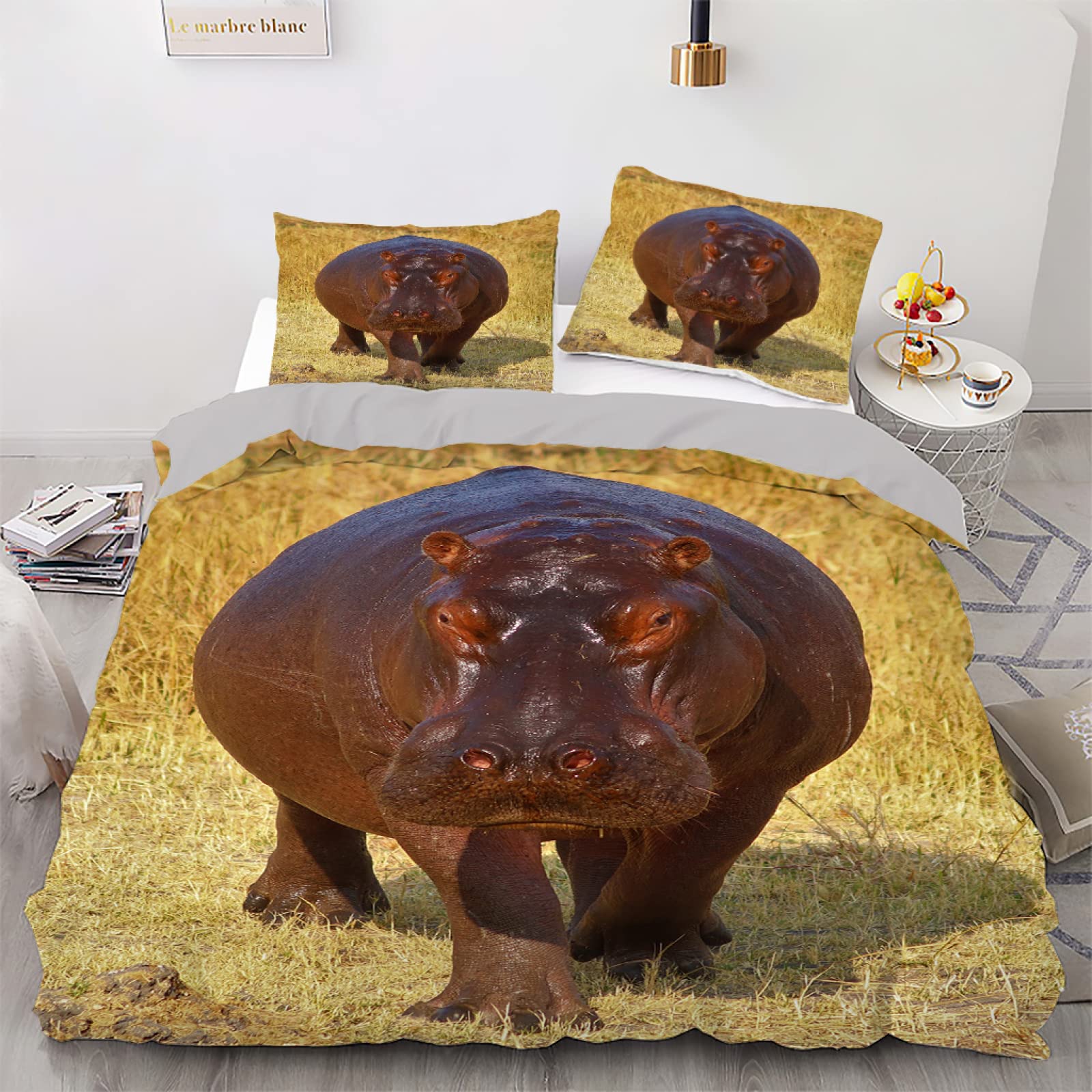 Housse de couette 140x200 fille avec taie d'oreiller 65x65cm entretien facile zip
