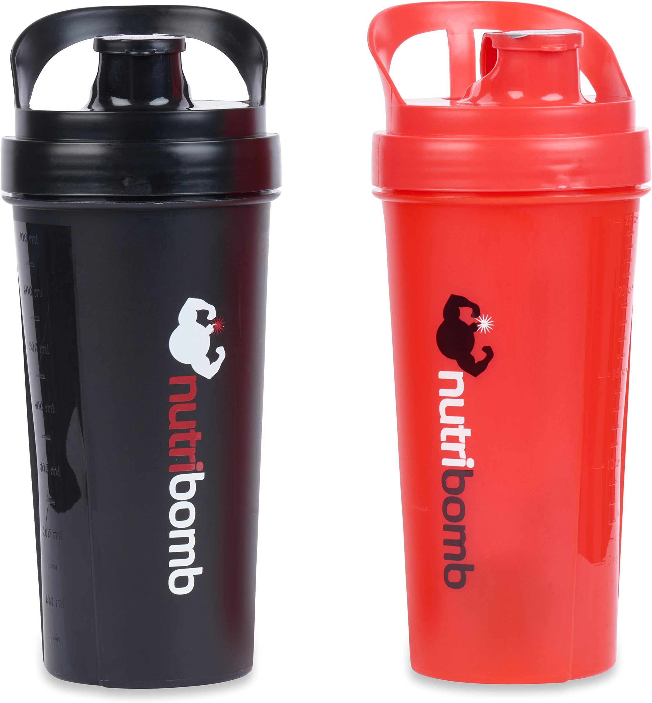 Nutribomb Thunderball Protein Shaker Bottle Supplement Shaker Cup Workout Shaker Meal Replacement Shaker (Red and Black combo)