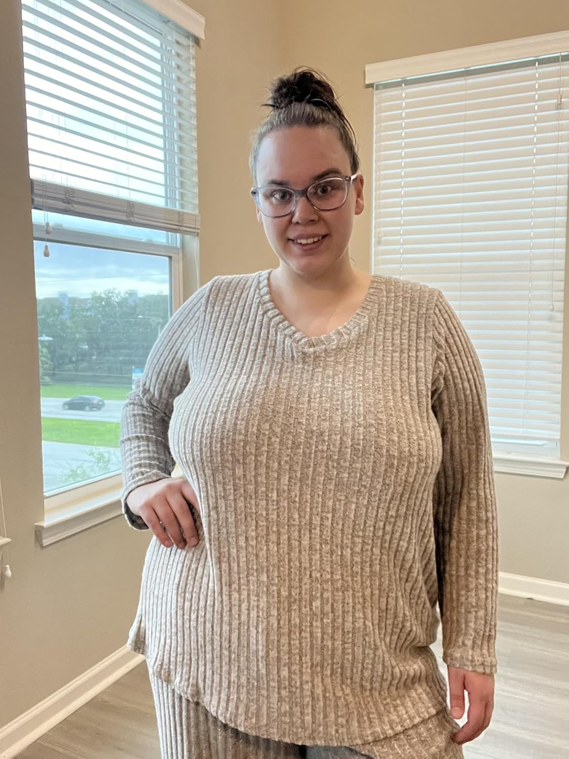 TIYOMI Plus Size Suits For Women 2 Piece Outfits Sweater Top & Wide Leg Pants XL-5XL - Image 7