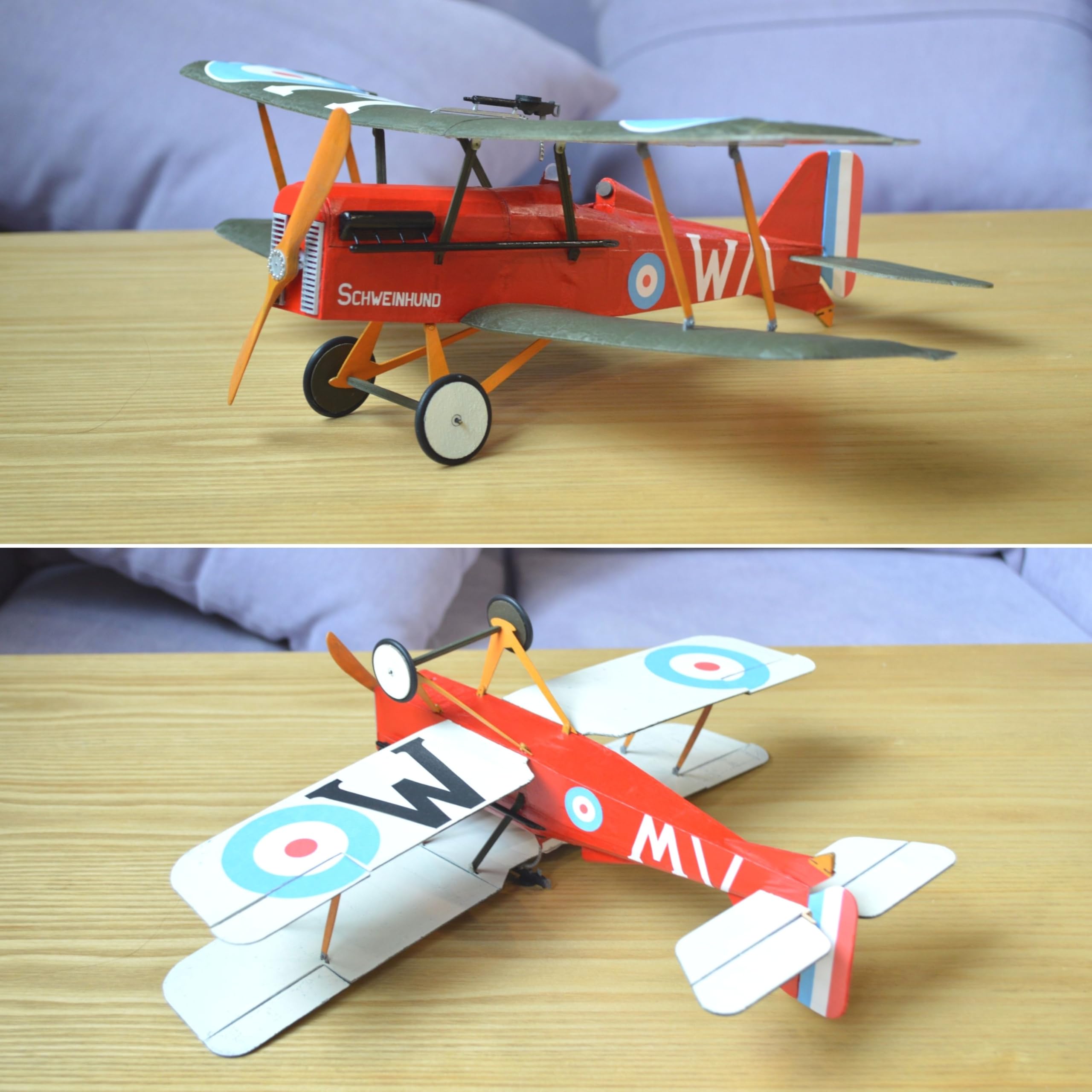 RAF SE5A Slow Flyer Modellflugzeug Kit, Maßstab 1:20, 380 mm Spannweite, RC Flugzeugmodell Baukasten, Modell Flugzeug zum selbst Bauen, gelaserte Balsa Holz Bauteile, 380 x 290 x 135 mm, 45 g RTF