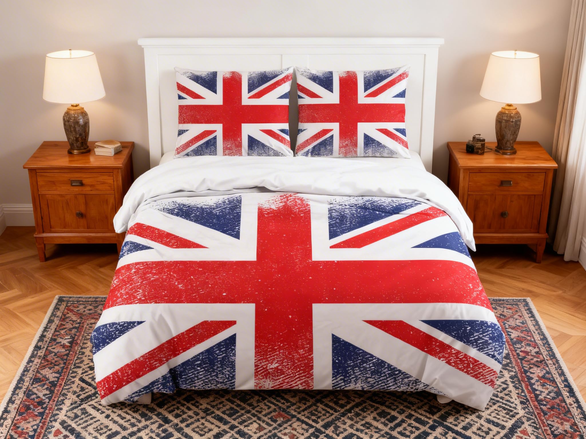 Adam Home 3D Digital Printed Union Jack Duvet Cover Set With Pillowcases Home Bedroom Décor Microfiber King Bedding Set Made in UK |Distressed Union Jack