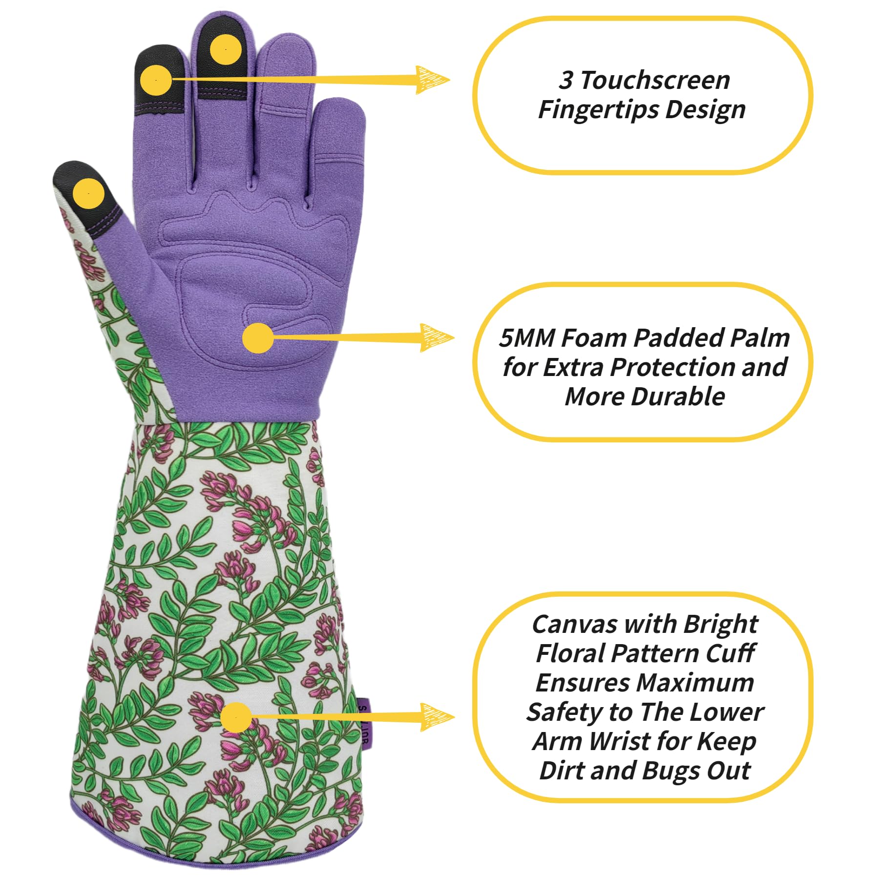 Guantes de jardinería multiusos de piel sintética para mujer, guantes de trabajo, regalos de jardinería y regalos de jardín (morado, M)