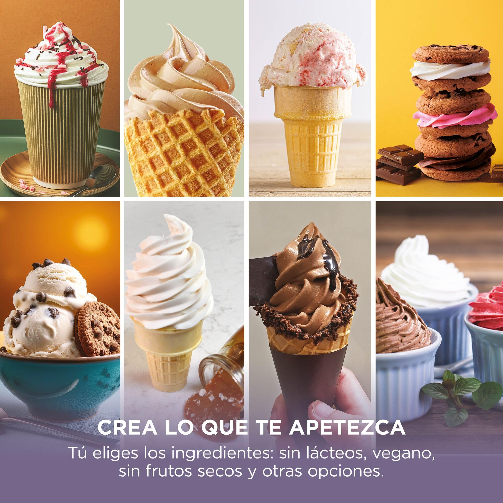 Ninja CREAMi Scoop & Swirl La heladera con 2 tarrinas y 13 funciones prepara helados, helados cremosos, gelatos, batidos y más, y cuenta con la opción de añadir extras, piedra/dorado, NC701EUSTGD
