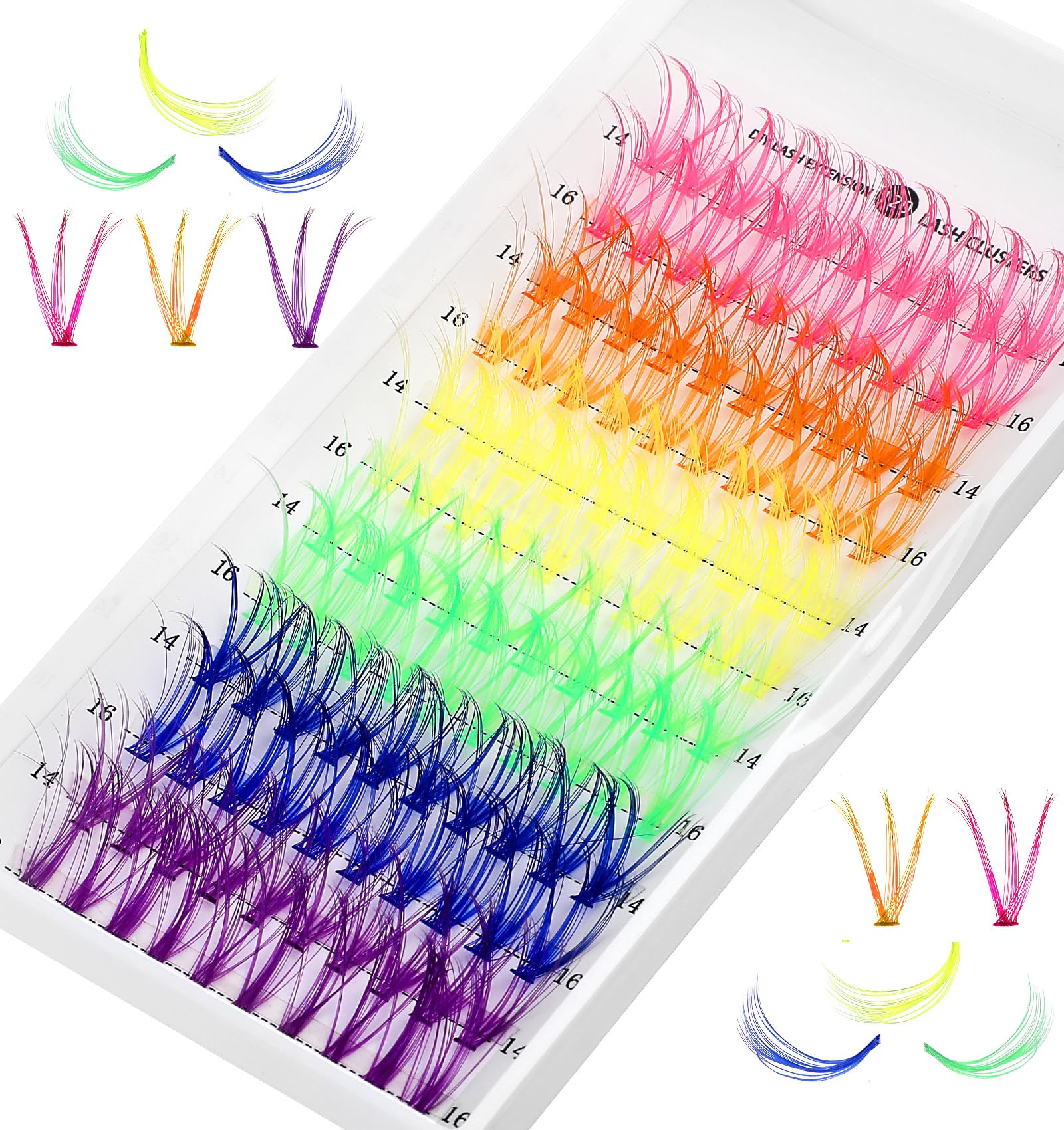 Valuebargain Lash Clusters with Color, 120 Pcs Colorful Lash Clusters, Easy-to-use Colored Eyelashes for Women, Girls DIY at Home, Makeup, (