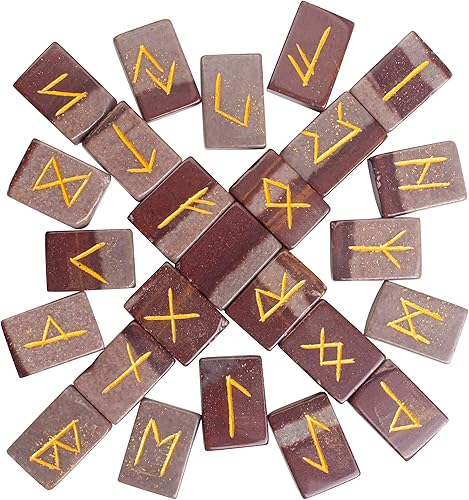 ZAICUS Narmada Crystal Runes Piedras de runas de Futhark de élder grabadas para principiantes, juego de cristal curativo para principiantes,
