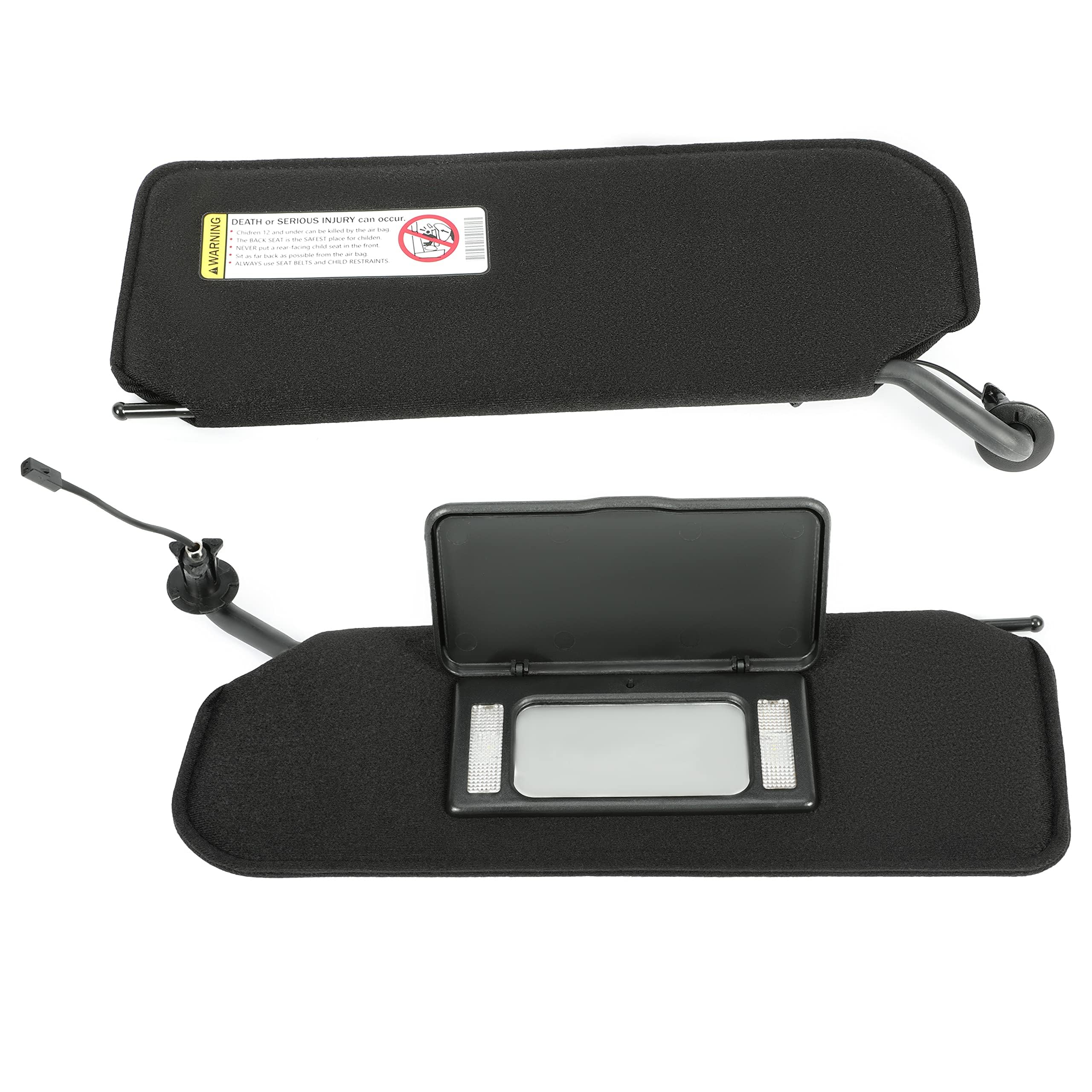 HECASA Pair Sun Visor with LED Lights Compatible with 1997-2004 Chevrolet Corvette C5 Replacement for 10442033 10442034 Left Driver & Right Passenger