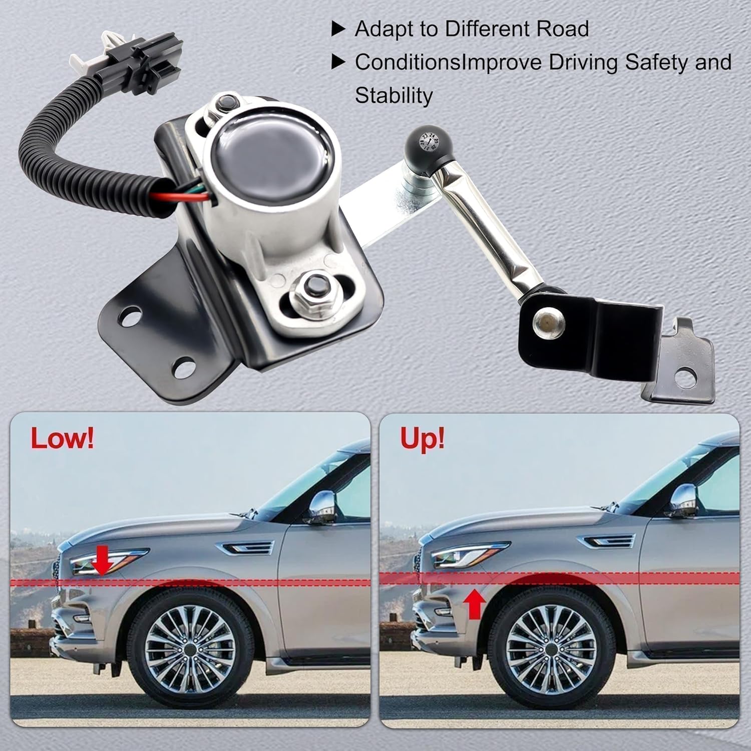 53820-1LA2A Rear Side Suspension Height Level Sensor for 2011-2013 Infiniti QX56 for 2014-2024 Infiniti QX80 for 2017-2023 Nissan Armada Air Suspension Ride Height Level Sensor Replace 538201LA2A