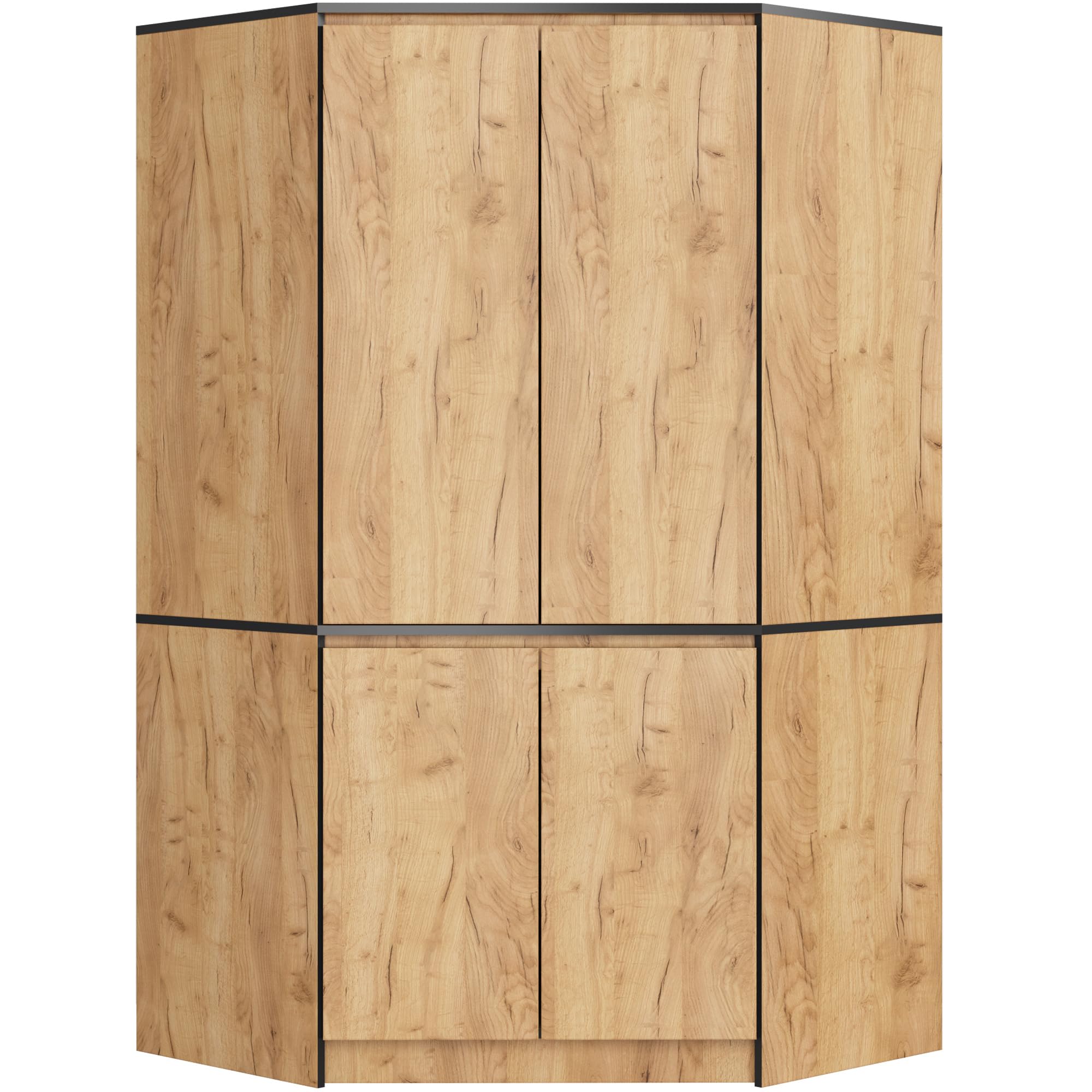 BDW Schlafzimmer Eckschrank mit Verlängerung - Elegant und funktionell - Großes Fassungsvermögen - Vielseitiger Stil - Einfache Montage - 100 cm - 6 Türen, 9 Einlegeböden - Craft Eiche