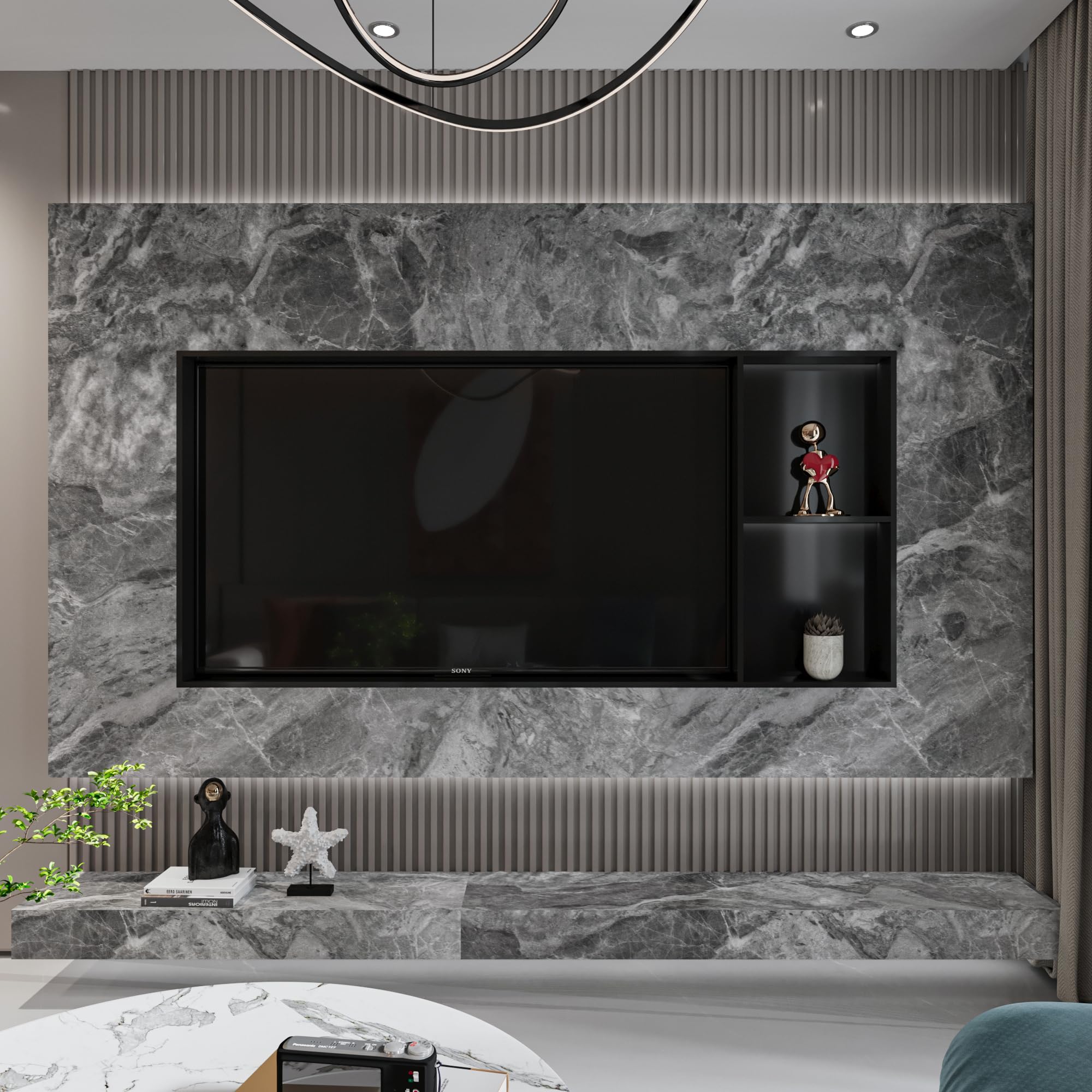 JSEVEM Papel pintado autoadhesivo de mármol, 60 cm × 9 m, de ancho, grueso, color gris, efecto mármol, autoadhesivo, papel pintado adhesivo gris con aspecto de mármol de vinilo, resistente al agua,