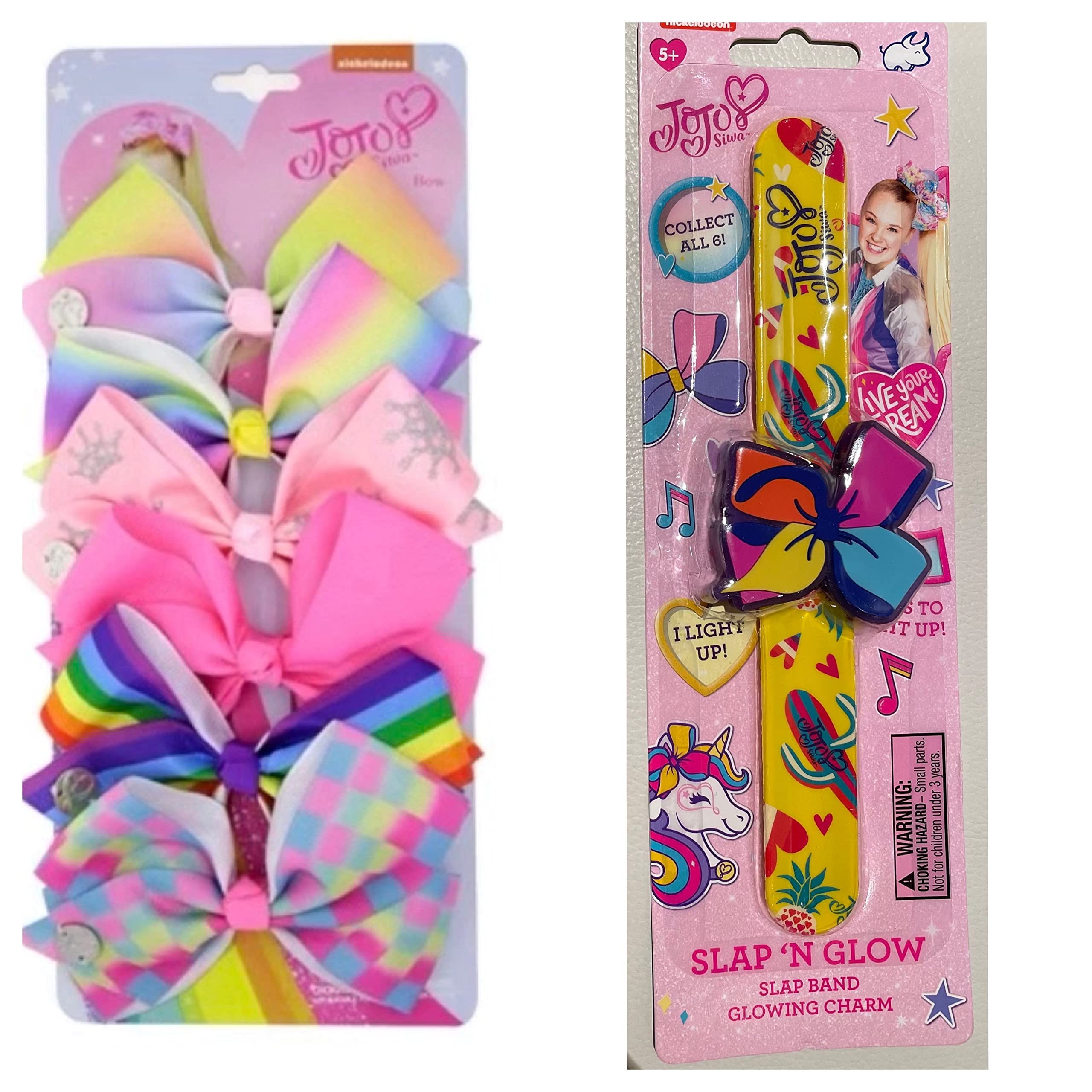 JoJo SiwaHair Clips - 6 pieces/set jojo jojo siwa rainbow printed knot ribbon bow for girls handmade boutique hair clip children hair accessories (6)