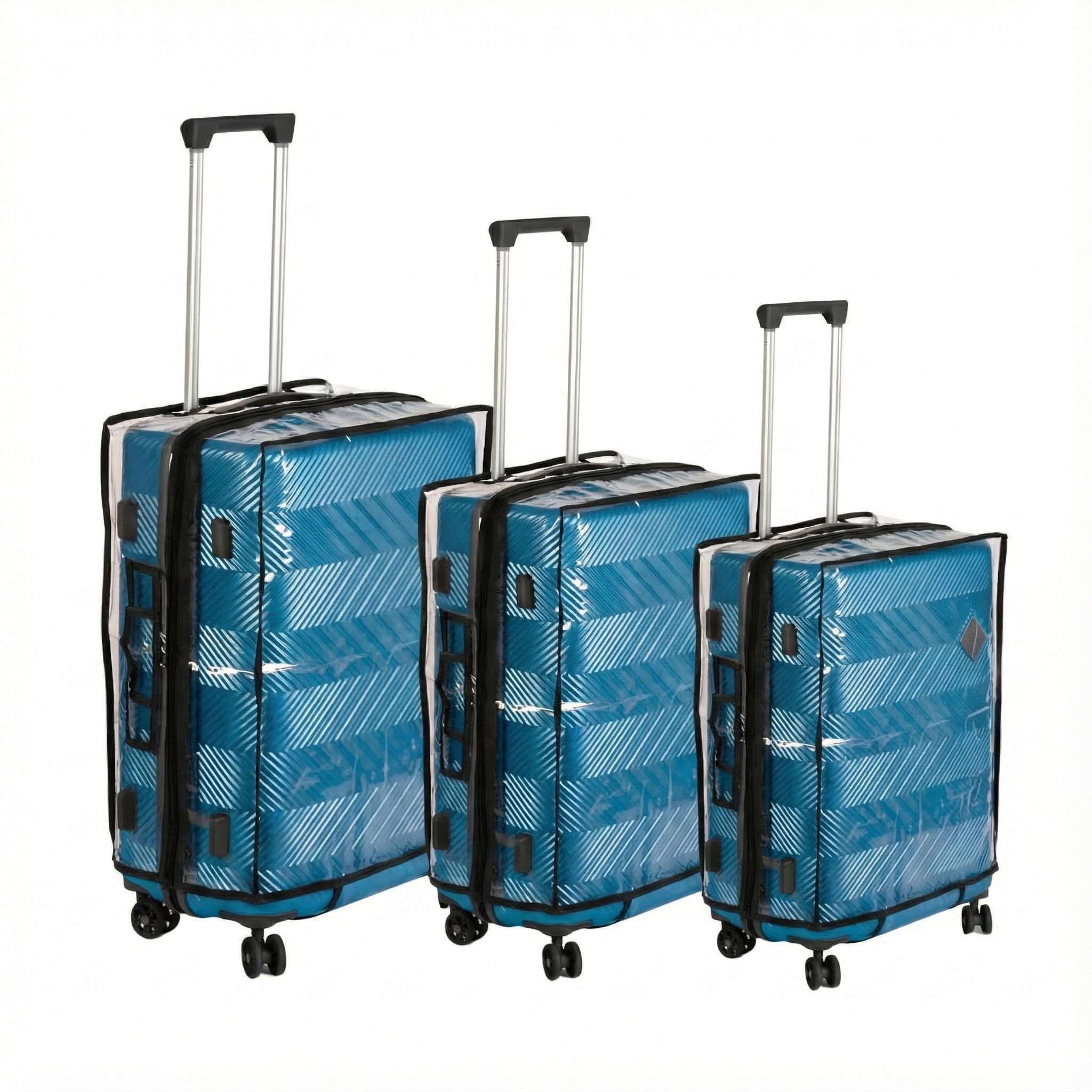 total home 3-Piece Transparent Luggage Cover Set (20, 24 & 28 Inch) - Heavy Duty PVC Suitcase Protectors | Waterproof Trolley Bag Sleeves for Cabin, Medium & Large Bags (Clear)-picture-44