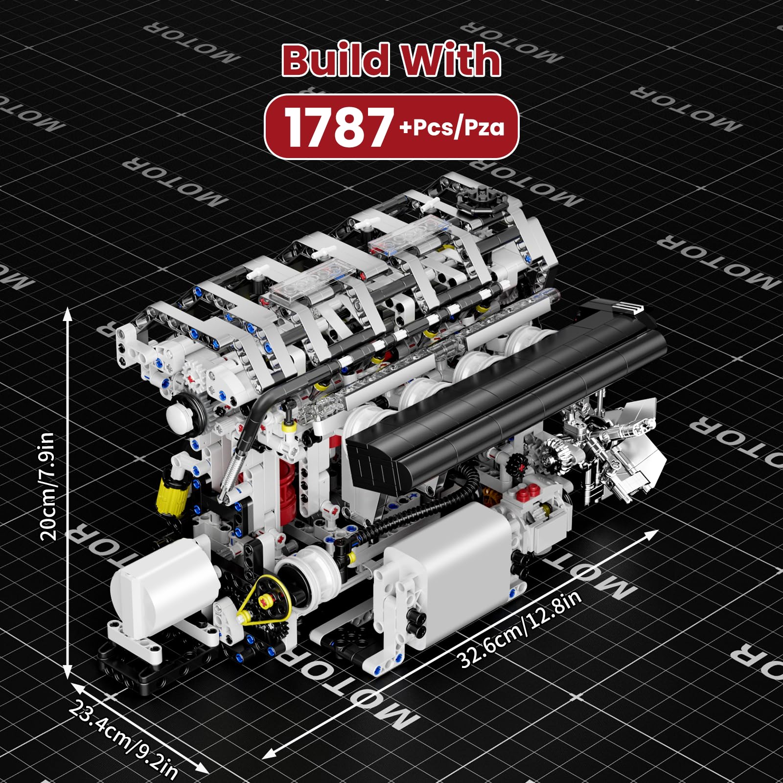 Mould King 10088 Kit Motore V8 In Blocchi | Modello MOC Da Costruzione 535 Pezzi Per Adulti E Ragazzi 8+ - 3