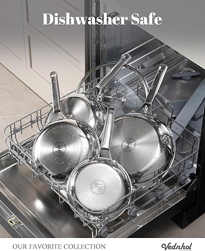 Miniatura 4 de Juego de sartenes de acero inoxidable, sartenes de acero inoxidable de tres capas de 8 y 10 y 12 pulgadas, sartén, sartén de acero inoxidable, libre