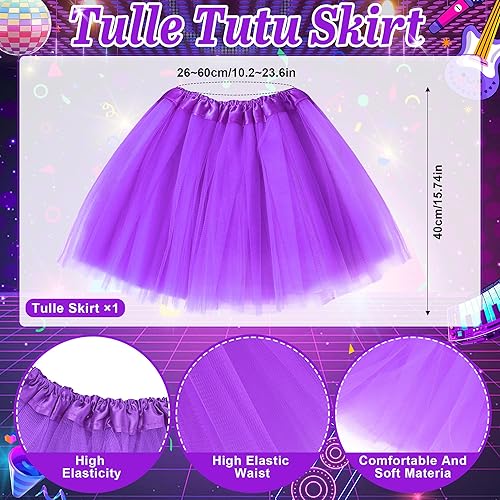 Miniatura 4 de Accesorios de disfraz de los años 80 para mujer, vestido elegante, falda tutú, diadema de encaje, calentadores de piernas, collar para fiesta