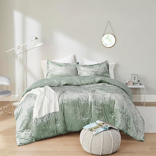 Miniatura 15 de Comfort Spaces Luxe Juego de Edredón Queen de Terciopelo Edredones para Cama Tamaño Queen, Reverso de Microfibra, Juliette, Ropa de Cama de Edredón