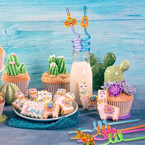 Miniatura 6 de 24 popotes de fiesta de Cinco de Mayo, regalos de fiesta, reutilizables, pajitas mexicanas de plástico colorido para fiestas temáticas de taco,